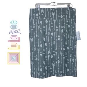 NWT Lularoe Cassie Gray Pencil Skirt with White Arrows